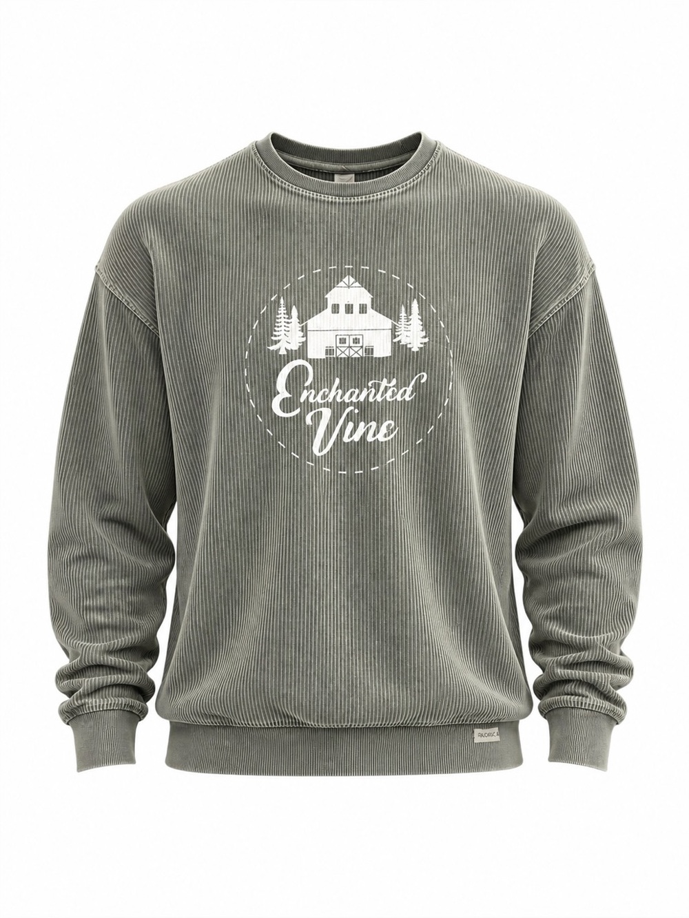 Ragwear Enchanted Vine Sage Green Vintage Wash Ribbed Sweatshirt Unisex Size XL